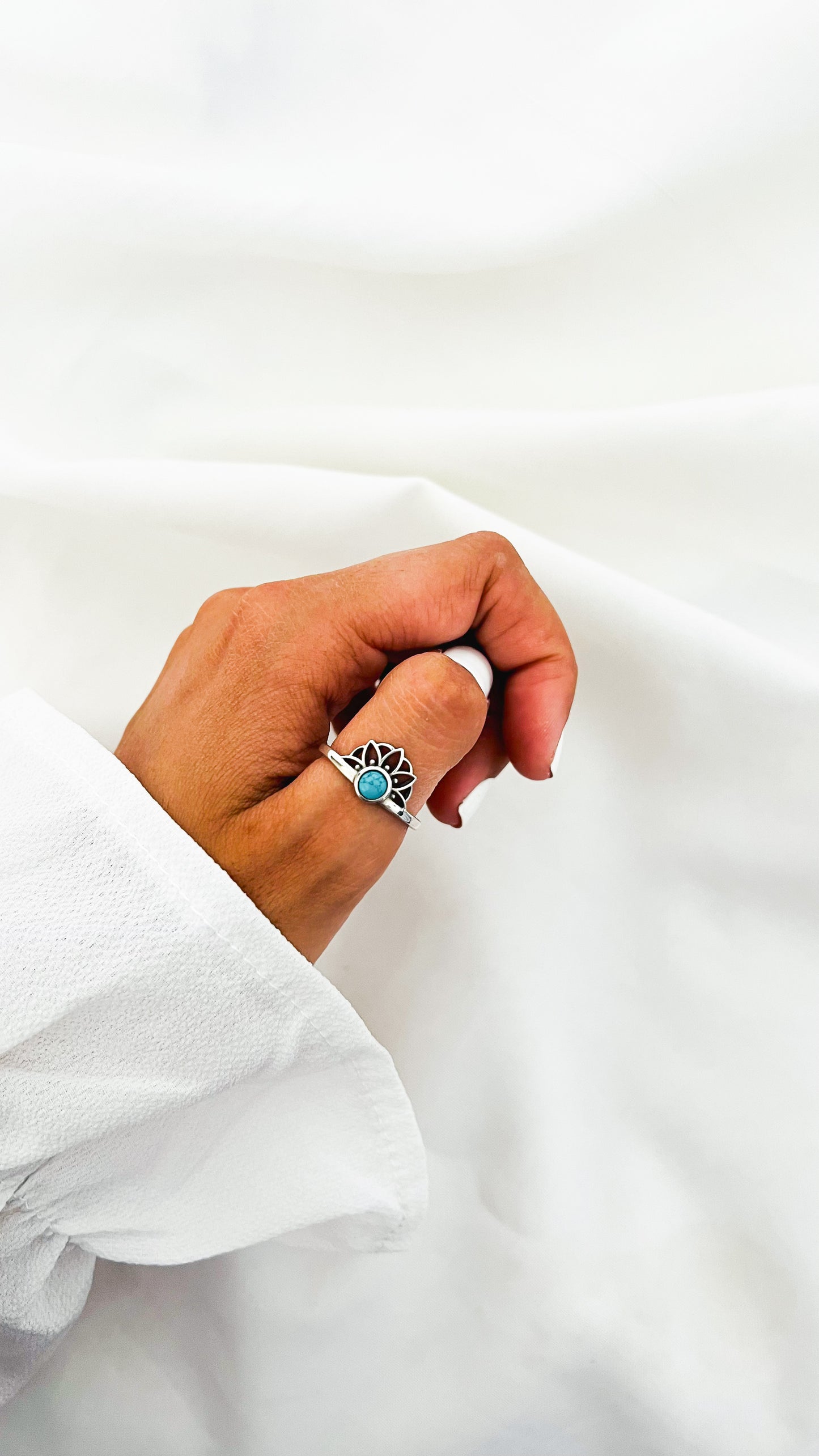 Anillo flor turquesa