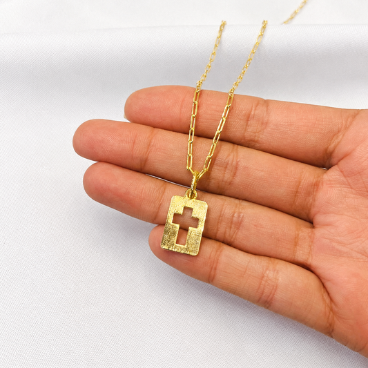 Collar placa cruz