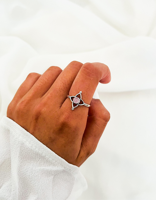 Anillo cuarzo rosa